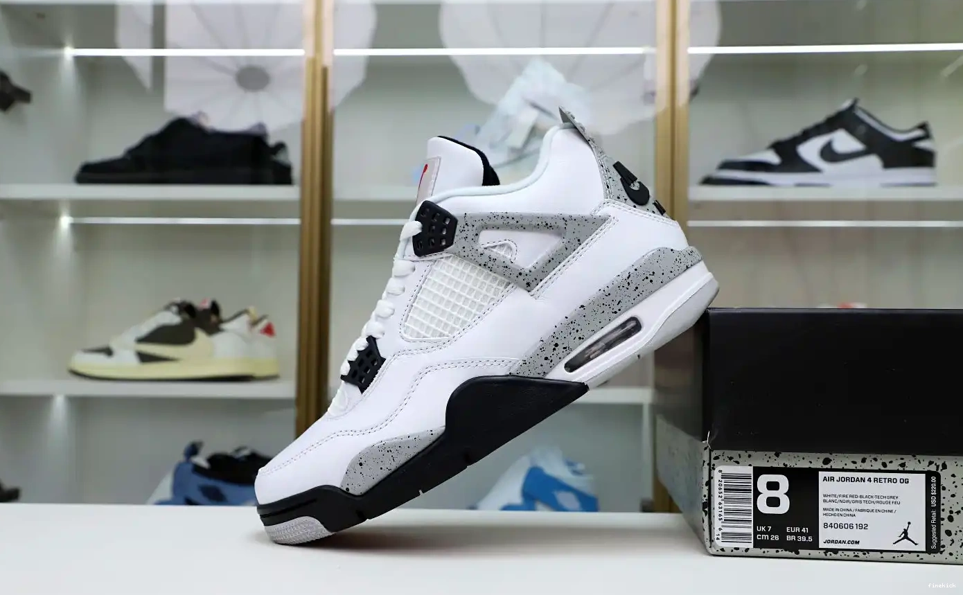 Retro White Jordan 4 Cement Air 0423